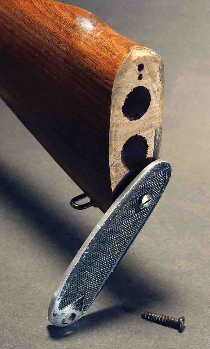 Aside from being slimmer than the standard Model 70 stock, the Featherweight stock had two 7-inch-long holes drilled into the buttstock to save a little more weight.